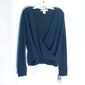 Youth in Revolt Navy Low Cut Wrap Long Sleeve Blue